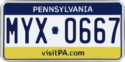 PA license plate MYX0667