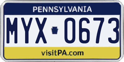 PA license plate MYX0673
