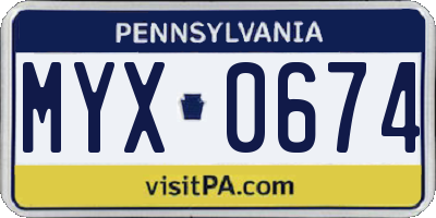 PA license plate MYX0674