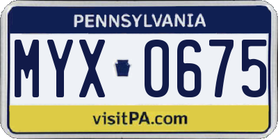 PA license plate MYX0675