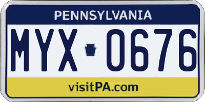 PA license plate MYX0676