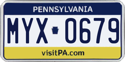 PA license plate MYX0679