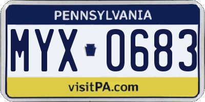 PA license plate MYX0683