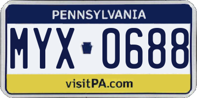 PA license plate MYX0688