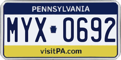 PA license plate MYX0692