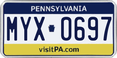 PA license plate MYX0697