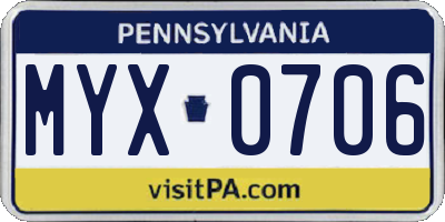 PA license plate MYX0706