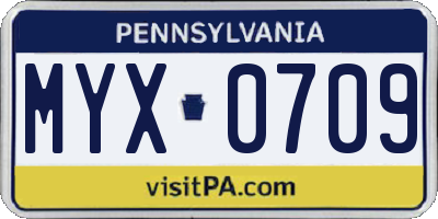 PA license plate MYX0709