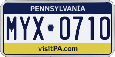 PA license plate MYX0710