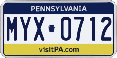 PA license plate MYX0712