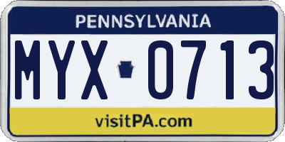 PA license plate MYX0713