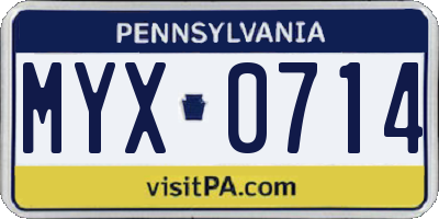 PA license plate MYX0714