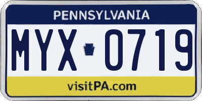 PA license plate MYX0719