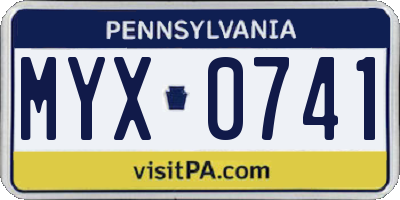 PA license plate MYX0741