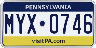 PA license plate MYX0746