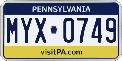 PA license plate MYX0749
