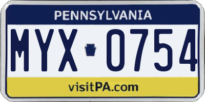 PA license plate MYX0754