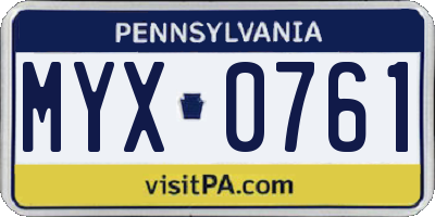 PA license plate MYX0761