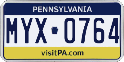 PA license plate MYX0764
