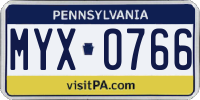 PA license plate MYX0766