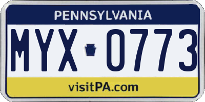 PA license plate MYX0773