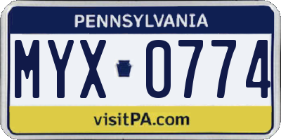 PA license plate MYX0774