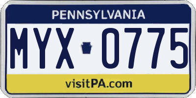 PA license plate MYX0775