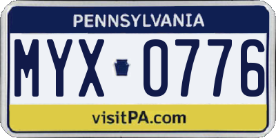 PA license plate MYX0776