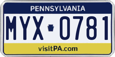 PA license plate MYX0781