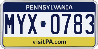 PA license plate MYX0783