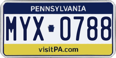 PA license plate MYX0788