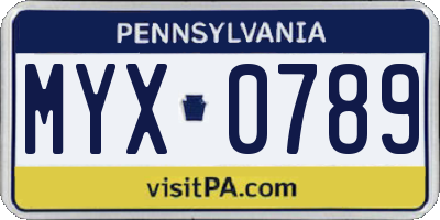 PA license plate MYX0789