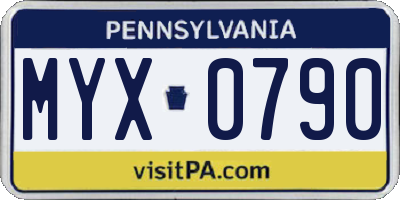PA license plate MYX0790