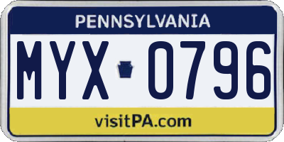 PA license plate MYX0796