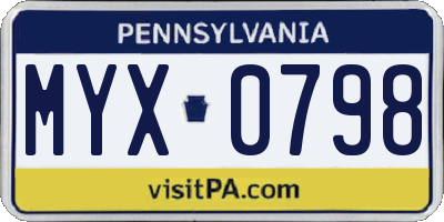 PA license plate MYX0798