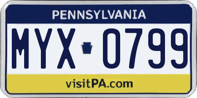 PA license plate MYX0799