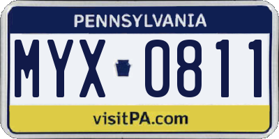 PA license plate MYX0811