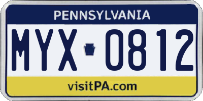 PA license plate MYX0812
