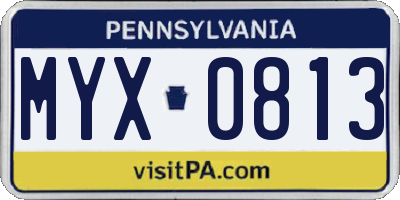 PA license plate MYX0813