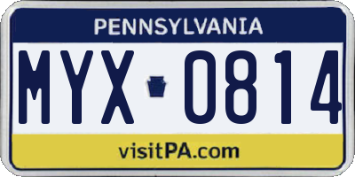 PA license plate MYX0814