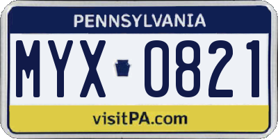PA license plate MYX0821