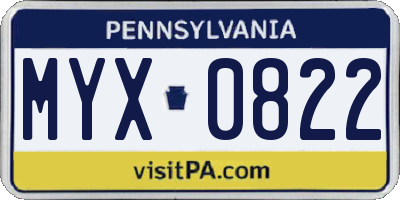 PA license plate MYX0822