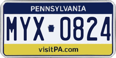PA license plate MYX0824
