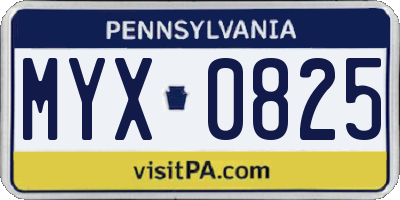 PA license plate MYX0825