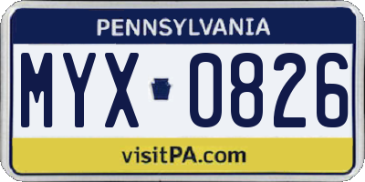 PA license plate MYX0826