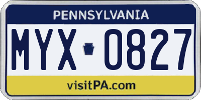 PA license plate MYX0827