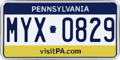 PA license plate MYX0829