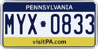 PA license plate MYX0833