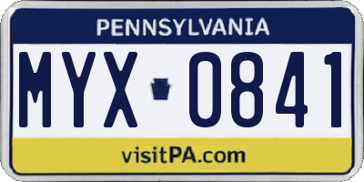 PA license plate MYX0841