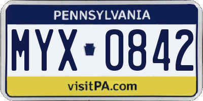 PA license plate MYX0842